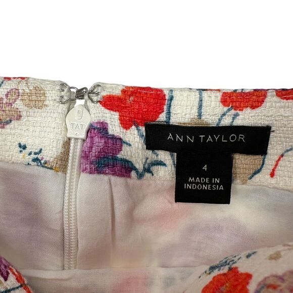 Ann Taylor Sheath Dress Size 4 Floral Knee Length Colorful Sleeveless Textured - Picture 7 of 9